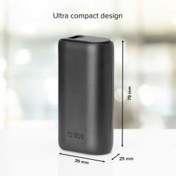 SBS Powerbank ultrakompakt 5000 mAh schwarz