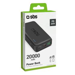 SBS Powerbank mit 20 000 mAh und Power Delivery 20 W schwarz