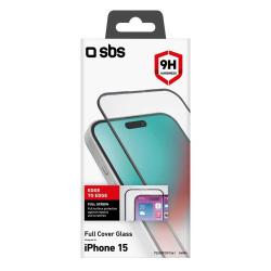 SBS Glas Displayschutz Full Cover für iPhone 15 transparent