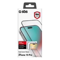 SBS Glas Displayschutz Full Cover für iPhone 15 Pro transparent