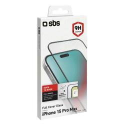 SBS Glas Displayschutz Full Cover für iPhone 15 Pro Max transparent