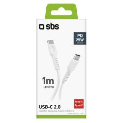 SBS Daten- und Ladekabel USB-C auf USB-C 1 m weiß