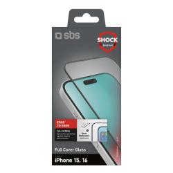 SBS Glas Displayschutz Full Cover für iPhone 15/16 transparent