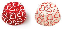 Verpackung mit 36 Backformen in Herzdesign. Rot und weiß, geeignet für Muffins oder Cupcakes.
