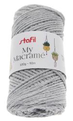 Grauem Makramee-Garn in einem Knäuel. 100g, 90m Länge.