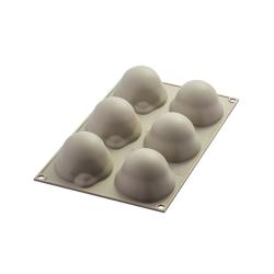 Silikonform mit sechs Vertiefungen in Zitronenform. Farbe ist grau.