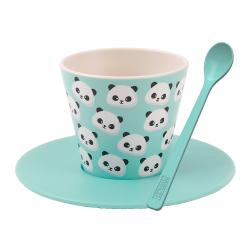 I-TOTAL Espresso-Set mit Löffel Serie Panda 90 ml blau