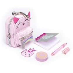 Mini Rucksack-Set inkl Gelstift, Radierer, Notizblock und Sticker bunt