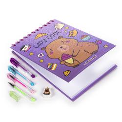 Sketchbuch Dreampop Capybara mit Gelstiften, Stickern und Stempel
