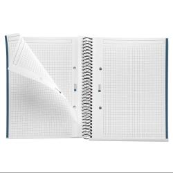 Ringbuch mit karierten Seiten. Seiten sind beschriftbar und haben einen stabilen Einband.
