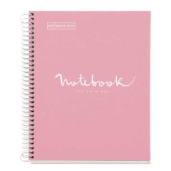 Rosa Spiralnotizbuch mit dem Aufdruck 'Notebook THE ORIGINAL'. Die Oberfläche ist glatt.