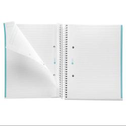 Ringbuch mit leeren, linierten Seiten. Die Seiten sind in einem hellen Farbton gehalten.