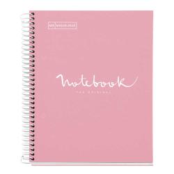 Rosa Spiralnotizbuch mit dem Aufdruck 'Notebook THE ORIGINAL'. Die Oberfläche ist glatt und schlicht.