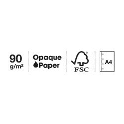 Papier mit 90 g/m², opak. A4 Format, FSC-zertifiziert.