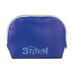 Lila Kosmetiktasche mit Reißverschluss. Auf der Vorderseite steht 'Disney Stitch' in blauer Schrift.
