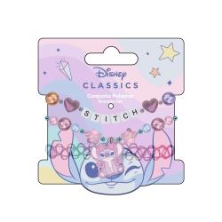 Armbandset mit bunten Perlen und dem Schriftzug 'STITCH'. Abgebildet ist eine Figur von Stitch auf einer farbenfrohen Verpackung.