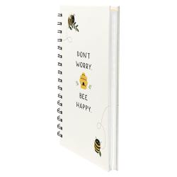 Notizbuch Don't Worry Bee Happy A5 Spiralbindung weiß