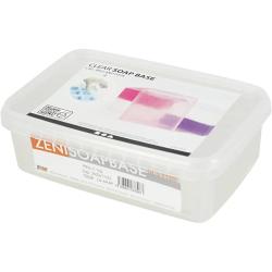 Transparente Seifenbasis in einem Kunststoffbehälter. Gewicht 1 kg, SLS-frei.