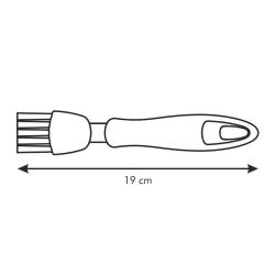 Weißer Küchenhelfer mit flacher, breiter Spitze und mehreren Borsten. Eignet sich zum Streichen oder Verteilen.