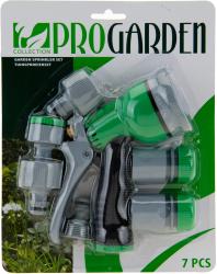 Gartenbrause mit mehreren Sprühfunktionen. Enthält verschiedene Adapter und Dichtungen.