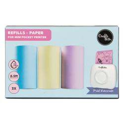 Nachfüllpackung Druckpapier für Mini Pocket Drucker rosa/gelb/blau