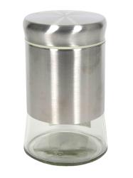 Glasbehälter mit einem metallischen Deckel. Der untere Teil ist transparent und zeigt den Inhalt.