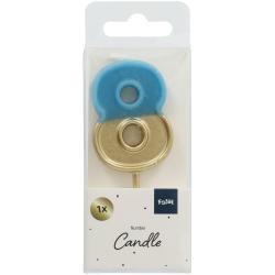 Zahlenkerze Retro Vibes 8 Cool Hues 5 cm gold/blau