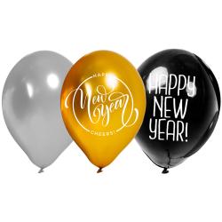 FOLAT Heliumflasche inkl. 30 Ballons Happy New Year mehrere Farben