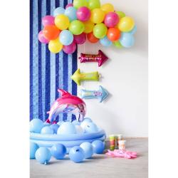 Bunte Luftballons in verschiedenen Farben. Sie sind rund und gruppiert angeordnet.