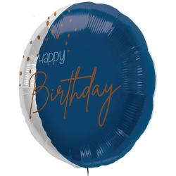 FOLAT Folienballon Elegant True Blue Happy Birthday 45 cm blau/transparent