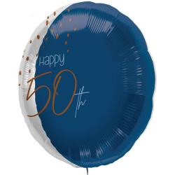 FOLAT Folienballon Elegant True Blue Happy 50th 45 cm blau/transparent