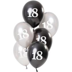 Latexballons 18 23 cm 6 Stück schwarz/silber