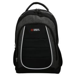 Schwarzer Rucksack mit grauen und weißen Akzenten. Logo von Enrico Benetti auf der Vorderseite.