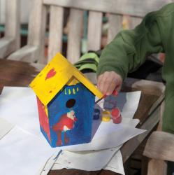 Nistkasten aus Holz zum Bemalen inkl. Farben und Pinsel