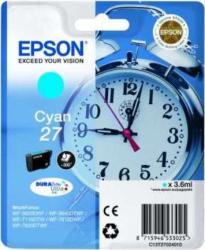 Tinte in Cyan für Epson Drucker. Verpackung zeigt eine Uhr und enthält Informationen zu Druckermodellen.
