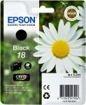 Schwarze Tintenpatrone von Epson. Verpackung zeigt eine Blume und enthält Informationen zu kompatiblen Druckern.