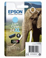 Tintenpatrone in Light Cyan für Epson Drucker. Verpackung zeigt ein Elefantenmotiv.