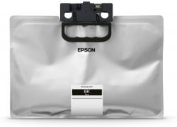 Schwarze Tintenpatrone von Epson in einer transparenten Verpackung. Die Verpackung hat einen Griff und eine einfache Beschriftung.