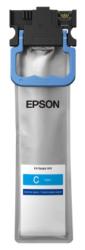 Epson Tintenpatrone in silberner Verpackung. Kennzeichnung für die Farbe Cyan.