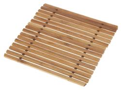 Bambusmatte aus schmalen Streifen. Eignet sich als Unterlage für Badezimmer oder Sauna.