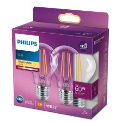 PHILIPS LED-Glühlampe 7 W E27 warmweiß 2 Stück