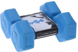 Dumbbell Set in Blau, zwei Gewichte je 1 kg. Hexagonale Form für besseren Halt.