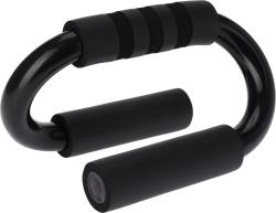 Schwarzes Fitnessgerät mit zwei Griffen. Ergonomisches Design für Übungen.