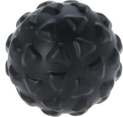 Schwarze, runde Massageball mit stacheliger Oberfläche. Ideal für Muskelentspannung.