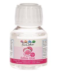 Flasche mit essbarem Kleber. Transparentes Design mit bunten Cupcakes auf dem Etikett.