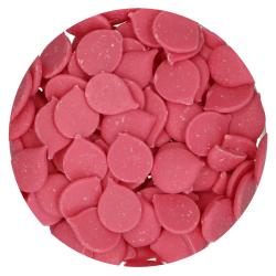Verpackung mit pinken Deco Melts. Für Dekoration von Kuchen und Süßigkeiten. Aufdruck mit bunten Leckereien und einem Kuchen.