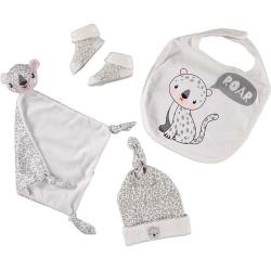 APOLLO Baby Geschenkset Leopard grau/weiß