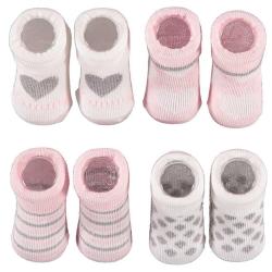 APOLLO Geschenkbox Babysocken 4 Paar weiß/rosa