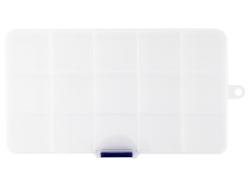 Transparente Aufbewahrungsbox mit mehreren Fächern. Ideal für die Organisation von kleinen Gegenständen.