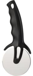 Pizzaschneider mit schwarzem Griff und runder Klinge. Der Griff hat eine ergonomische Form.